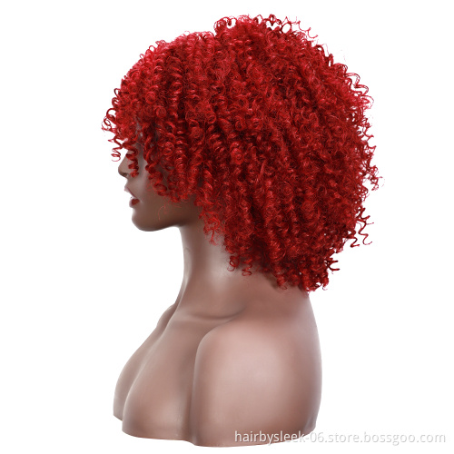 Competitive afro Kinky curl unprocessed passion twist  dark red human synthetic hair wigs synthetic braiding hair wigs for woman